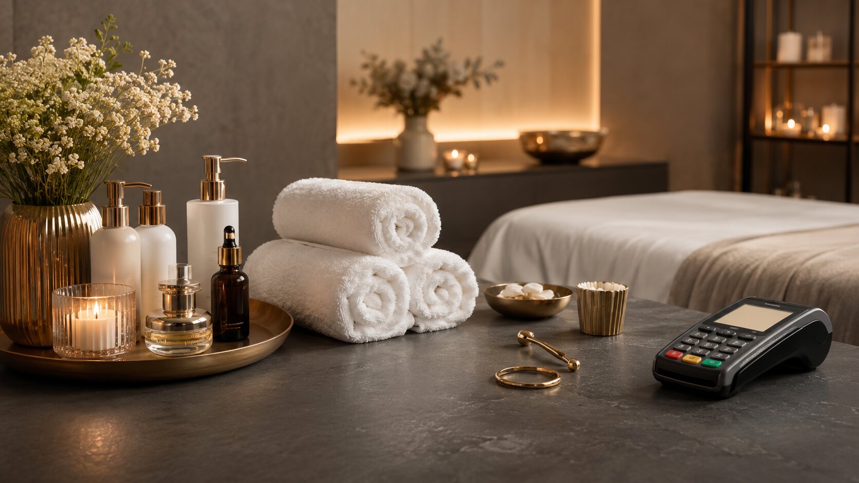 Luxe en rustige salonsetting van Douceur Glow Studio